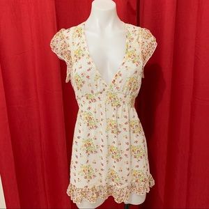 Sheer Floral Mini Dress